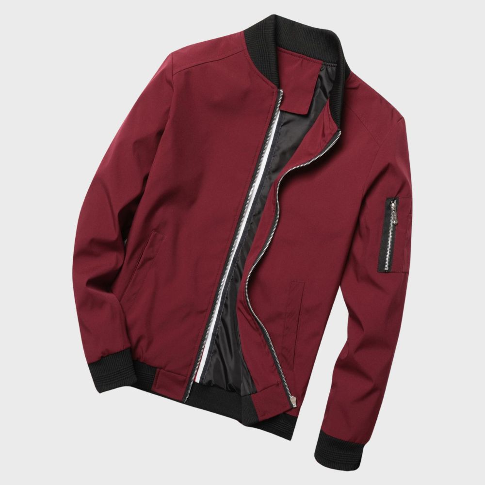 Men's - Autumn Bomber Jacket - Lightweight Fabric - Stylish & Comfortable Layering - Ideal for Fall Weather
