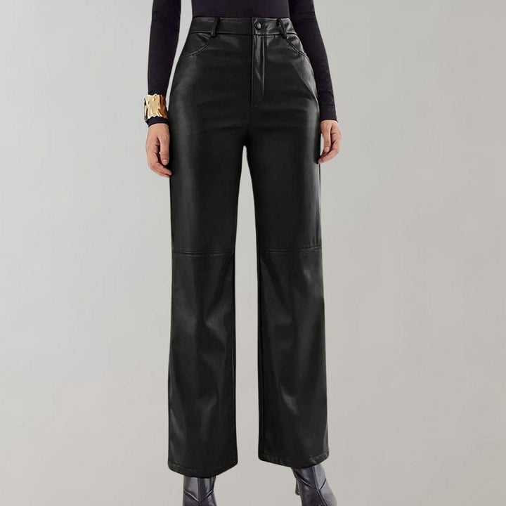 Straight cut leather trousers