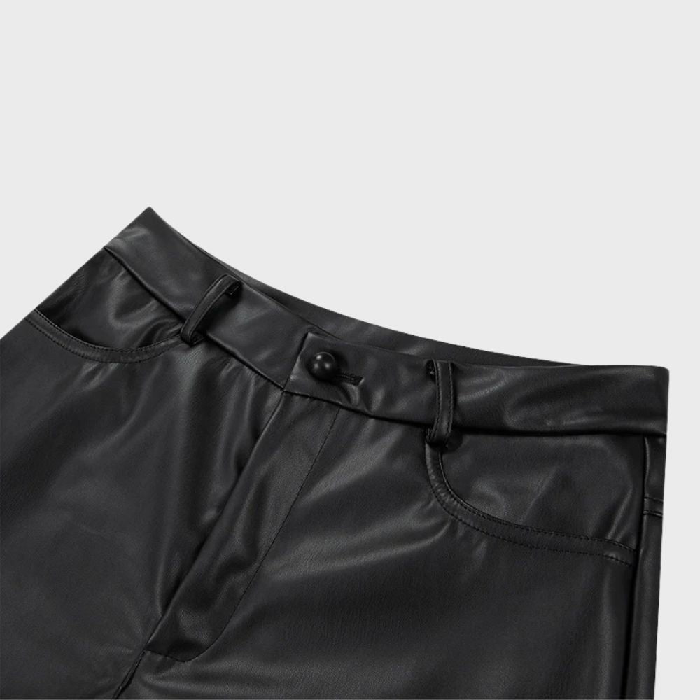 Straight cut leather trousers