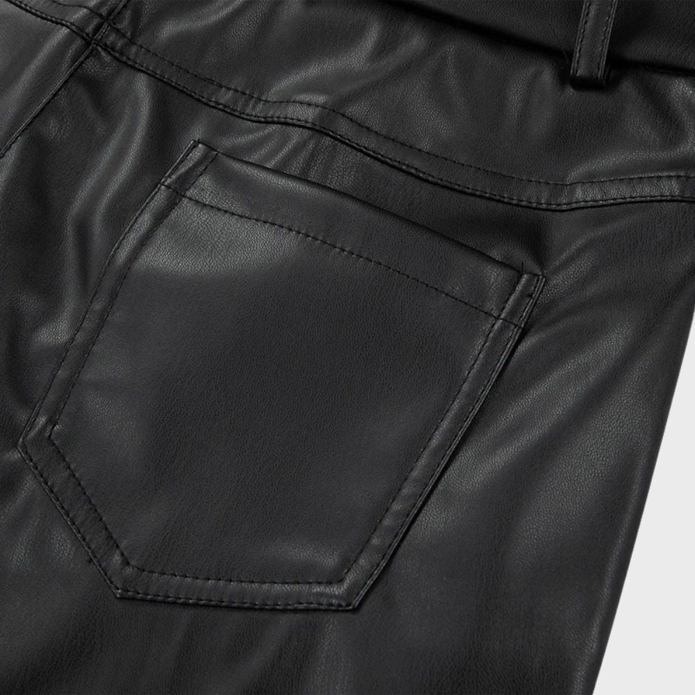 Straight cut leather trousers