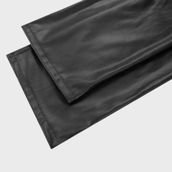 Straight cut leather trousers