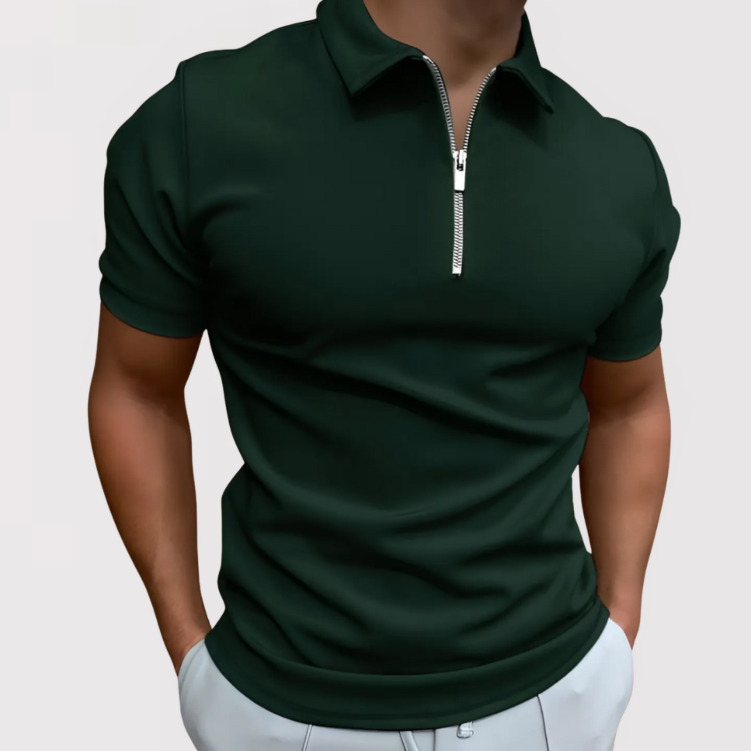 Men's - Modern Fit Zip-Front Polo Shirt