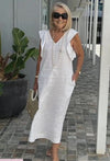 Casual dress in cotton and linen