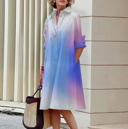 Ladies' shirt dress with colour gradient