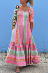 Women's - Summer Style Dress - Square Neckline - Lightweight Fabric - Perfect for Warm Weather