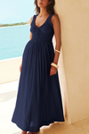 Women's - Midi Dress - V-Neck with Bow Detail - Elegant and Stylish for Any Occasion