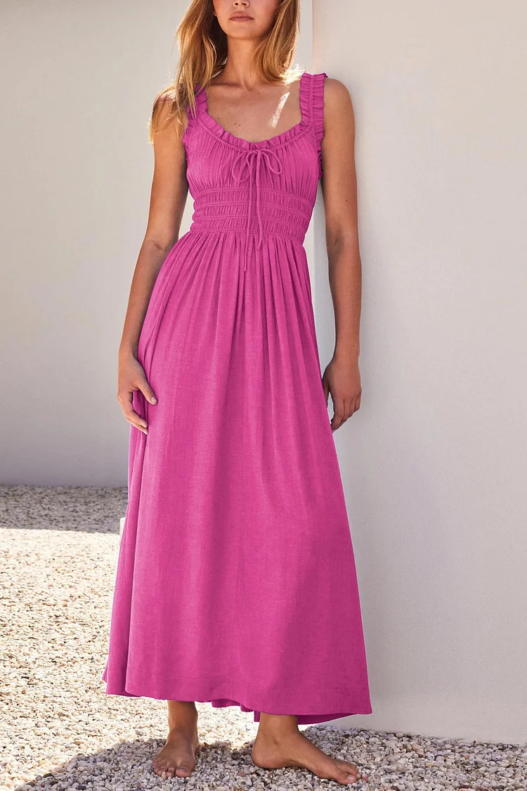 Women's - Midi Dress - V-Neck with Bow Detail - Elegant and Stylish for Any Occasion