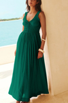 Women's - Midi Dress - V-Neck with Bow Detail - Elegant and Stylish for Any Occasion