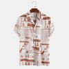 Newspaper print shirt with button placket