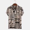 Newspaper print shirt with button placket