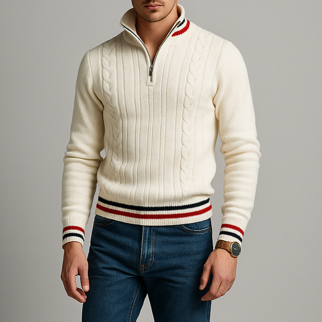 Men's - Jumper - Half-Zip Twist Knit - Cozy Style for Casual Wear