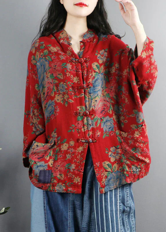 Chinese style red print coats