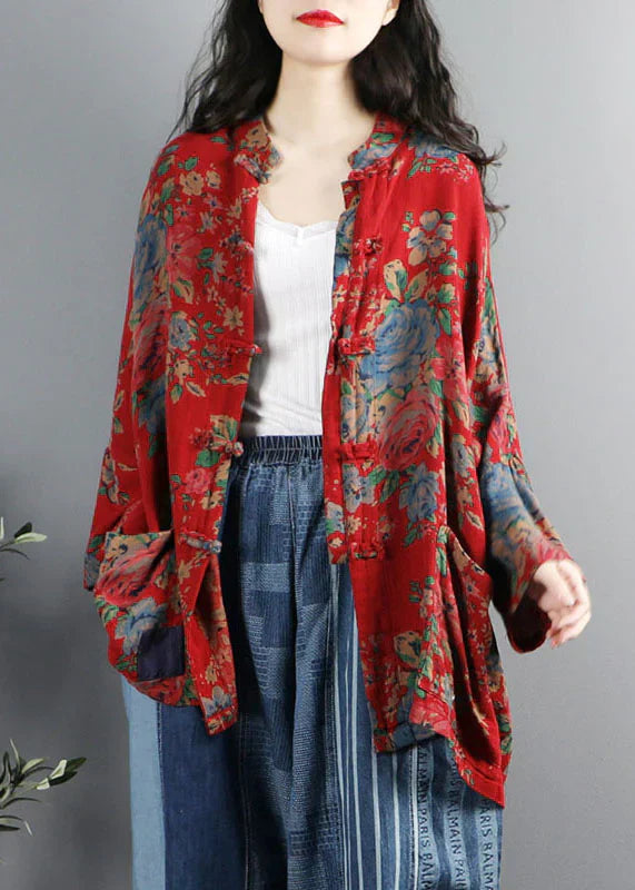 Chinese style red print coats