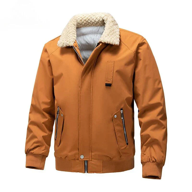 Men's - Classic Autumn Bomber Jacket - Fabric Blend - Comfortable & Versatile