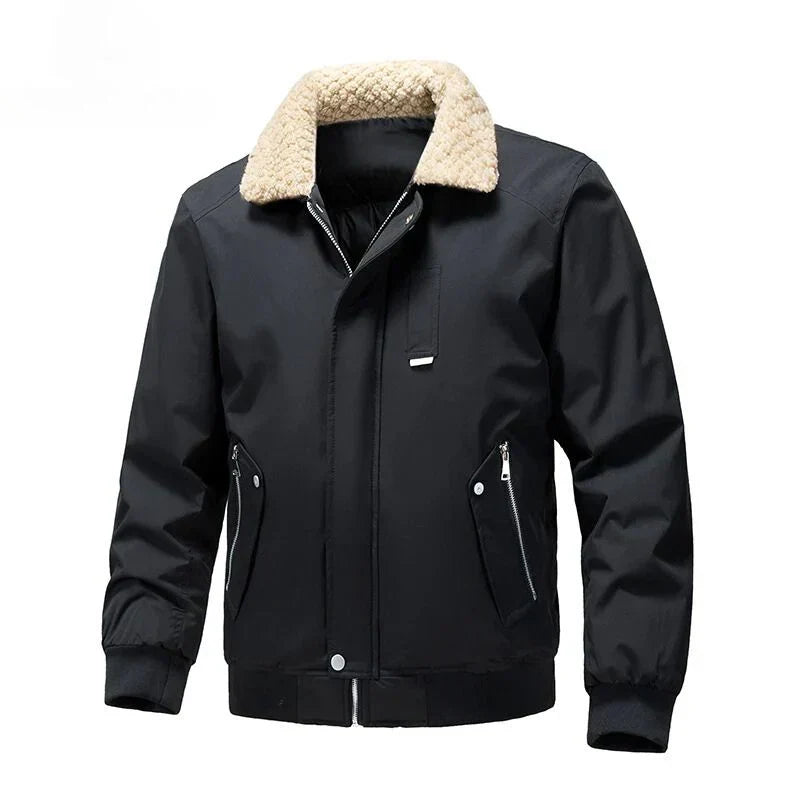 Men's - Classic Autumn Bomber Jacket - Fabric Blend - Comfortable & Versatile