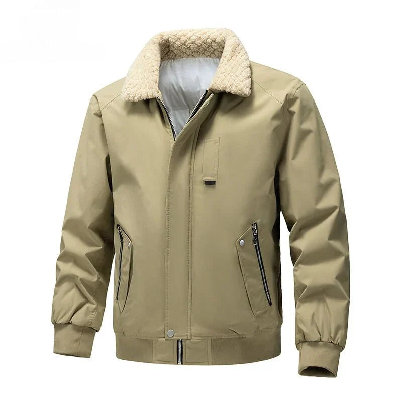 Men's - Classic Autumn Bomber Jacket - Fabric Blend - Comfortable & Versatile