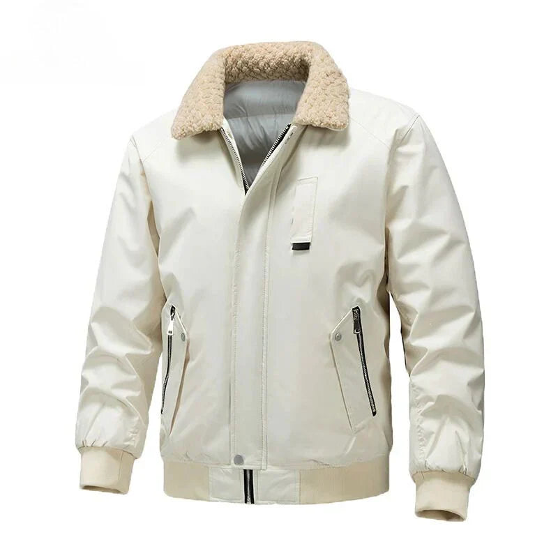 Men's - Classic Autumn Bomber Jacket - Fabric Blend - Comfortable & Versatile