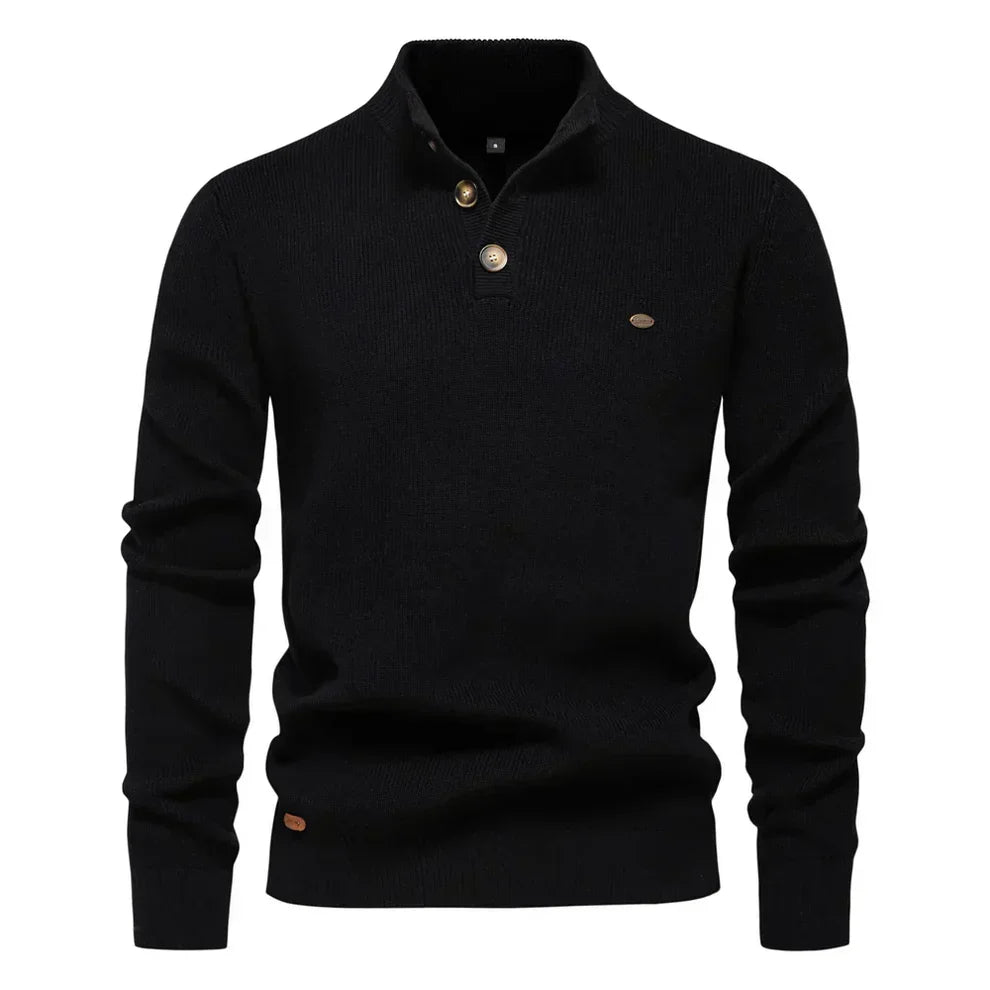 Men's - Tailored Fit Knitted Jumper - Stand Collar
