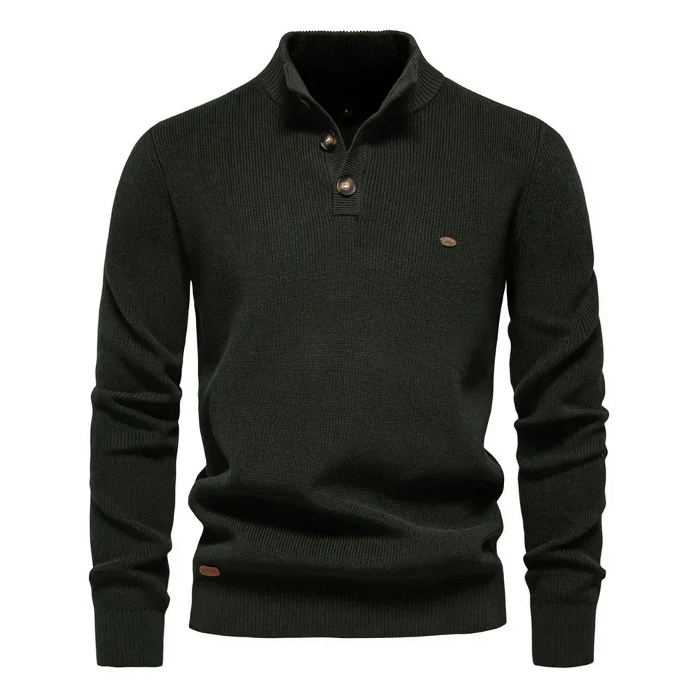 Men's - Tailored Fit Knitted Jumper - Stand Collar