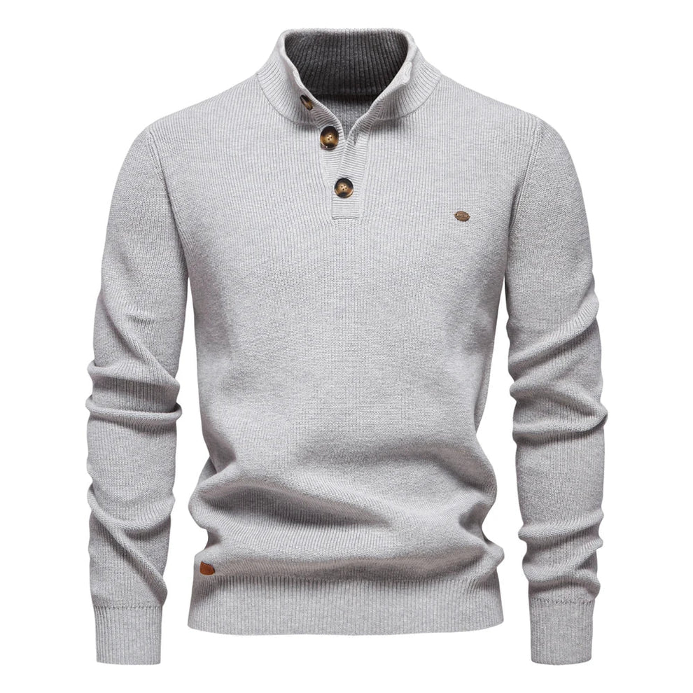 Men's - Tailored Fit Knitted Jumper - Stand Collar