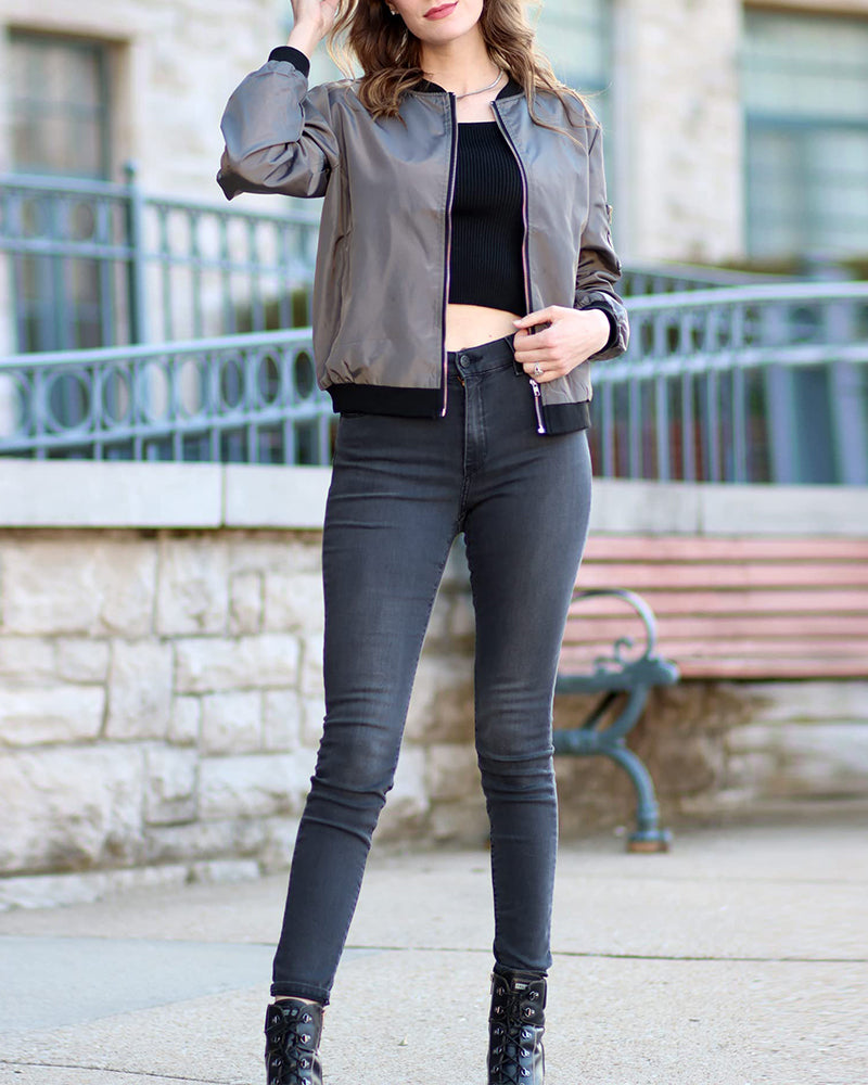 Women's - Bomber Jacket - Breathable Fabric - Stylish Comfort for Everyday Wear