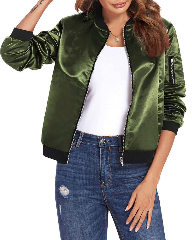 Women's - Bomber Jacket - Breathable Fabric - Stylish Comfort for Everyday Wear