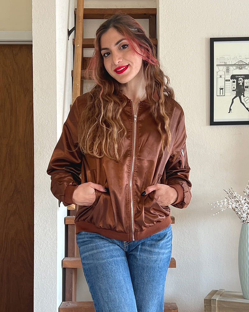Women's - Bomber Jacket - Breathable Fabric - Stylish Comfort for Everyday Wear