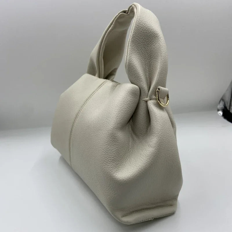 Genuine leather dumpling-shaped cloud bag for women