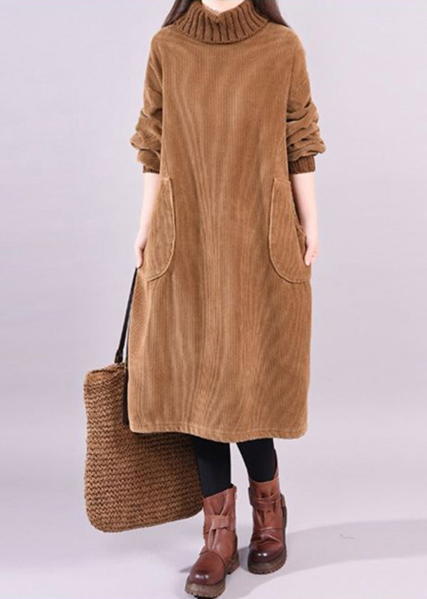 Chocolate thick corduroy dress