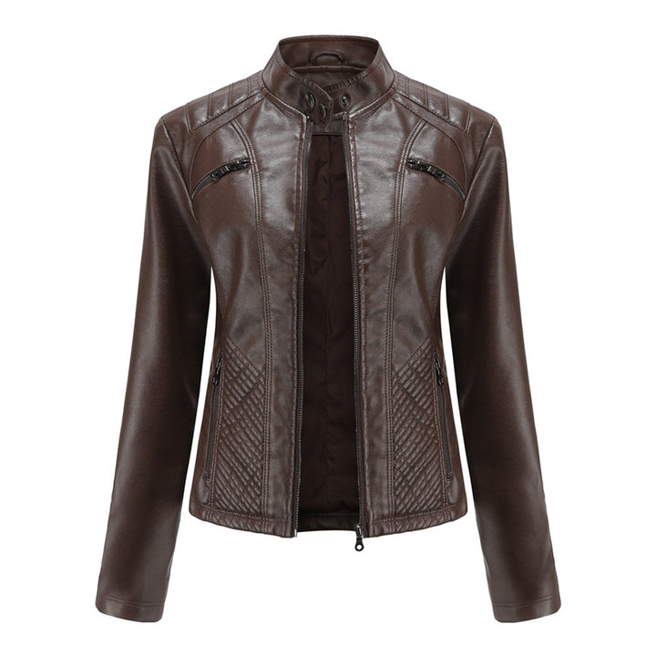 Stylish quilted leather jacket with zip