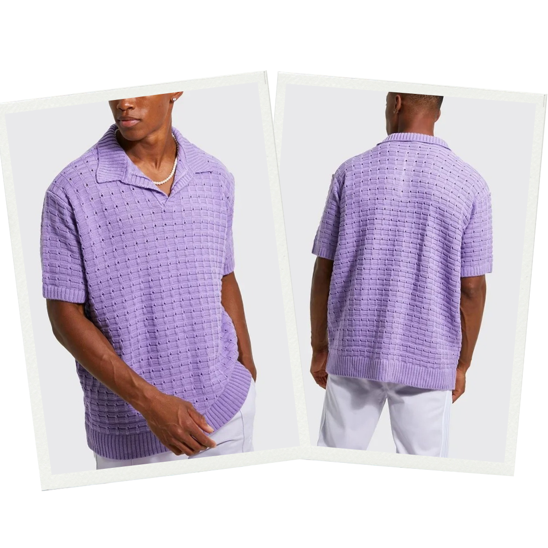 Oversized knitted polo for men