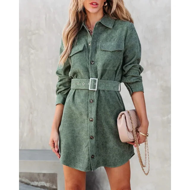 Corduroy Casual Shirt Dress