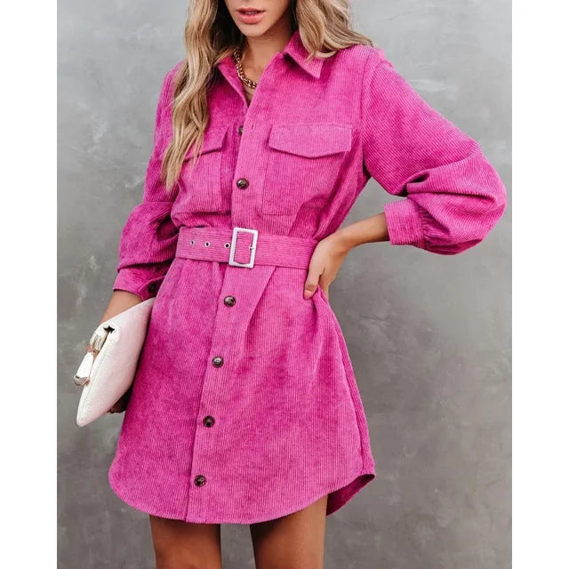 Corduroy Casual Shirt Dress