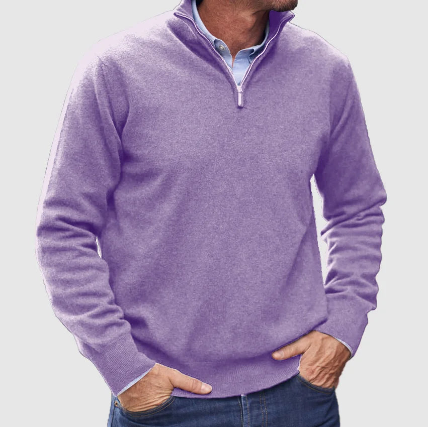 Men - Sweater - Zip-Up - Cashmere Look