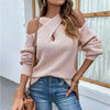 Solid colour shoulder drop cross neck jumper