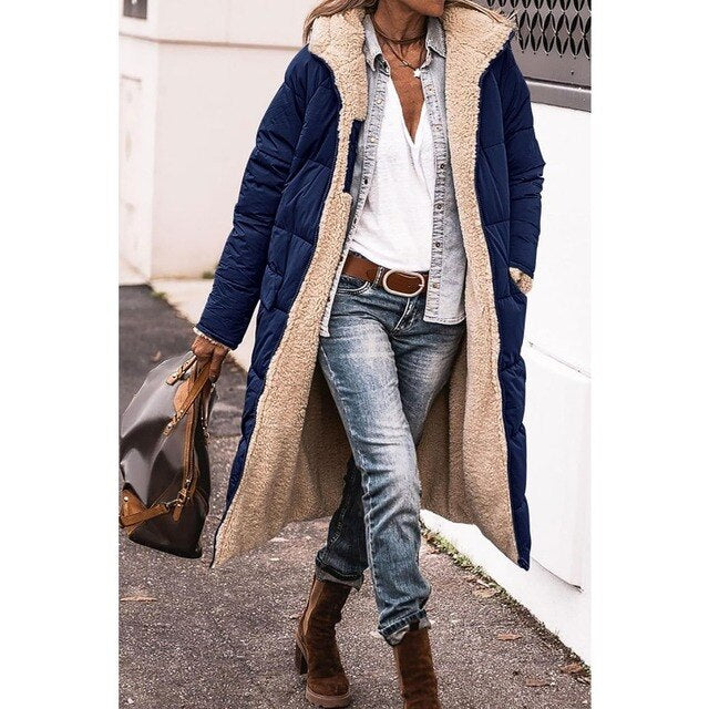 Reversible long sherpa long coat