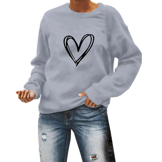 Heart Pattern Hoodie With Long Sleeves