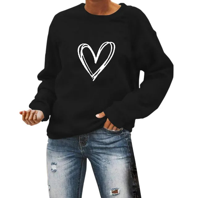 Heart Pattern Hoodie With Long Sleeves