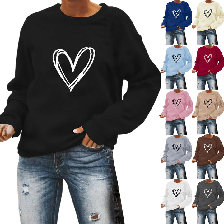 Heart Pattern Hoodie With Long Sleeves