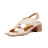 Crossover sandals in elasticated, pleated leather