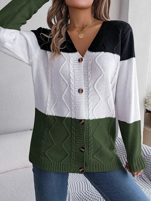 Long-sleeved cardigan with V-neckline