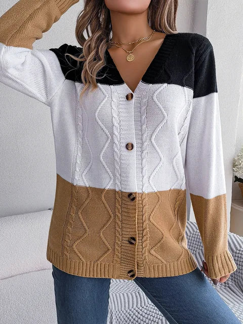 Long-sleeved cardigan with V-neckline