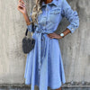 Denim Long Single-breasted Pocket Dress