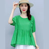 Elegant short-sleeved sweatshirt with gathering