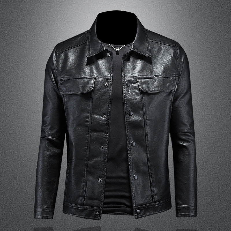 Men's - Casual Biker Jacket - Durable Material - Slim Fit - Stylish Design