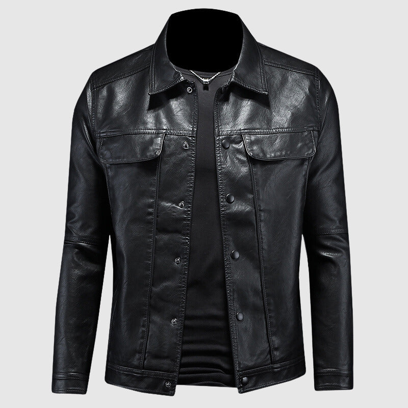 Men's - Casual Biker Jacket - Durable Material - Slim Fit - Stylish Design