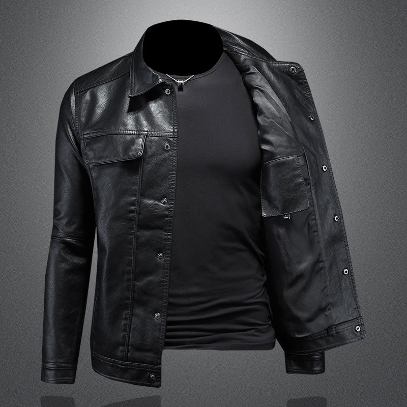 Men's - Casual Biker Jacket - Durable Material - Slim Fit - Stylish Design