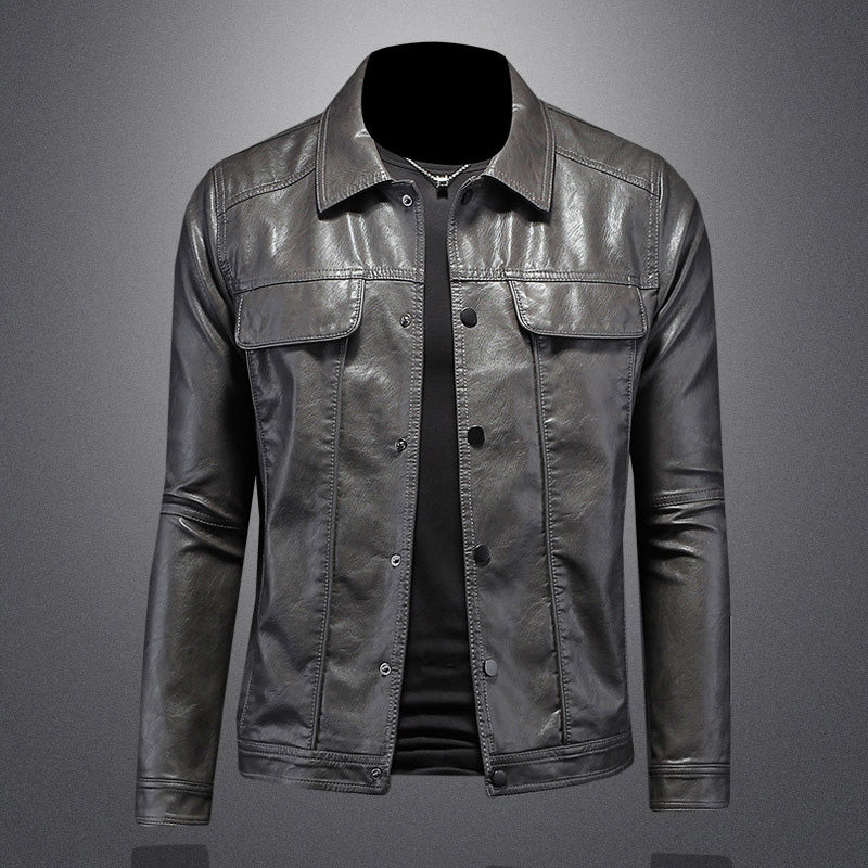 Men's - Casual Biker Jacket - Durable Material - Slim Fit - Stylish Design