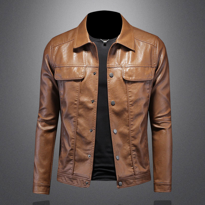 Men's - Casual Biker Jacket - Durable Material - Slim Fit - Stylish Design