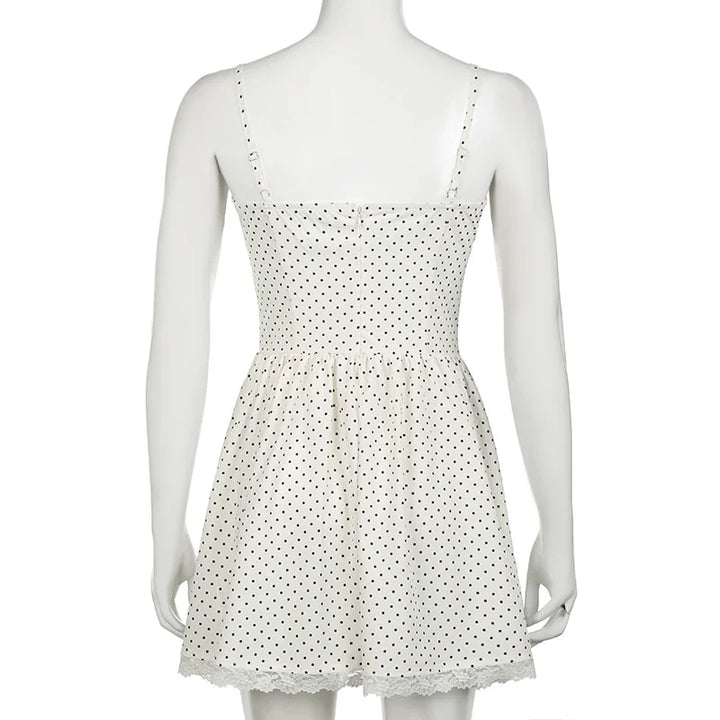 A-line dress with polka dots and lace hem